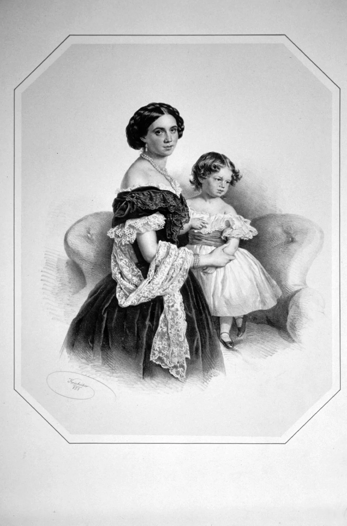 Gabriele und Anna von Saint Genois Litho